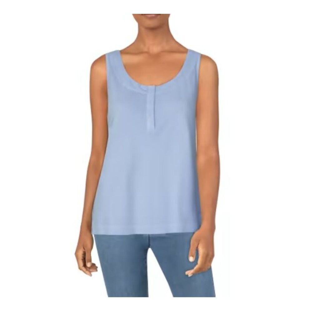 Natural Reflections  Women's Chambray Blue Snap Henley Tank Top Size Small NWT